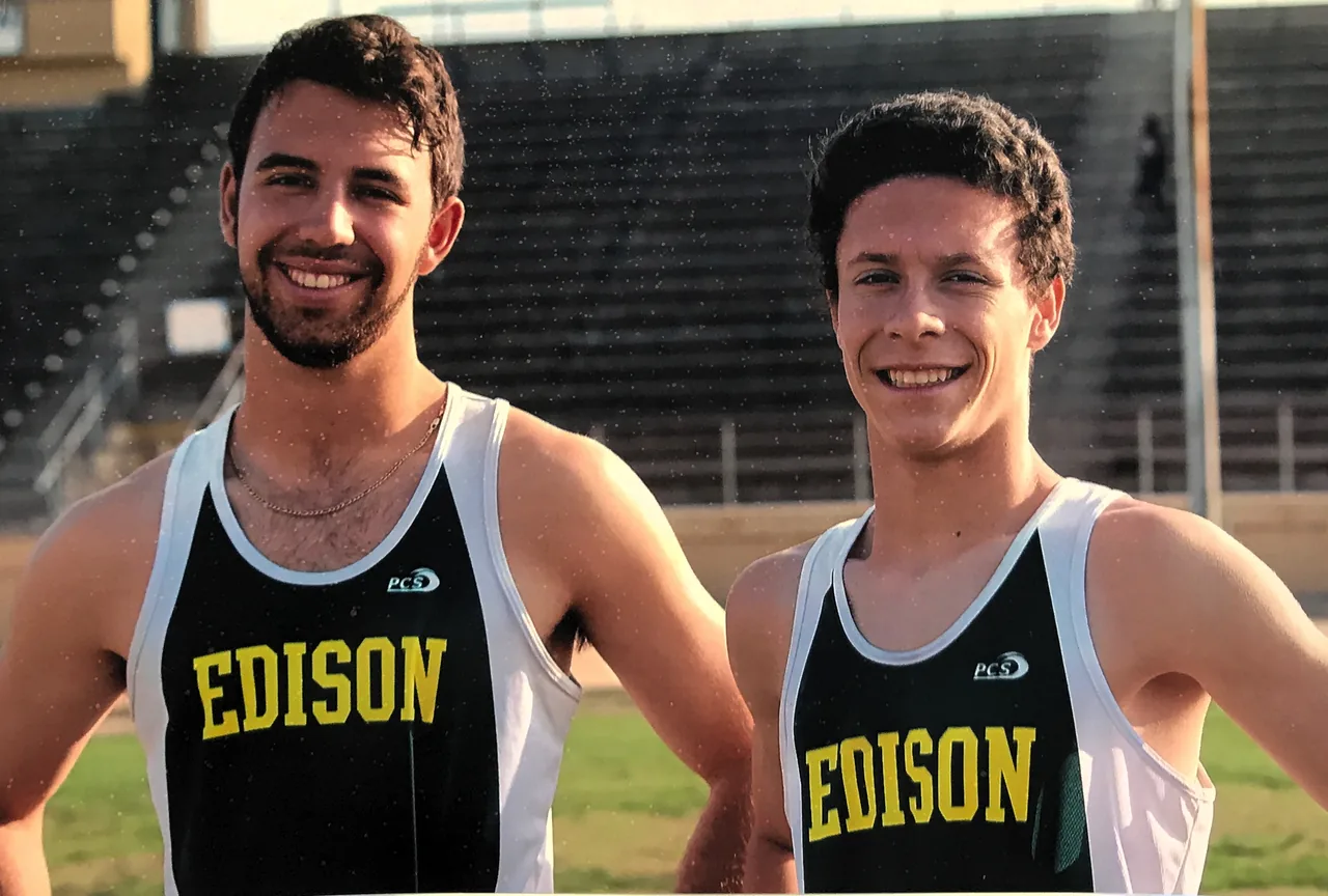 Distance runners training together on a track